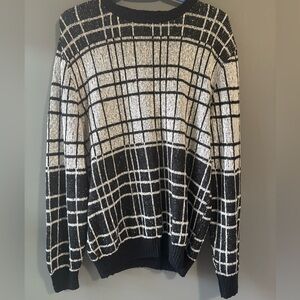 Carducci Casuale size M Black and White Plaid Men's Sweater fall grandpa dad